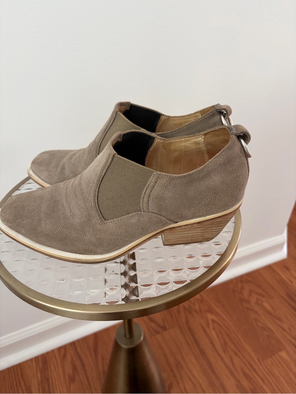 Rag & Bone Taupe Suede Low Heel Slip-On Women's Booties
